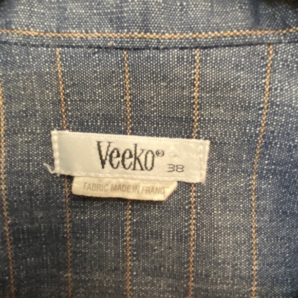 LADIES Veeko cute 3/4 sleeve fitted denim look jacket made in France - Picture 3 of 8